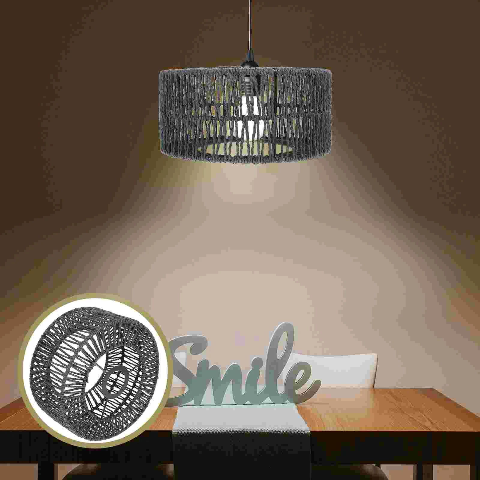 Braided Straw Rope Lampshade Small Yellow 23 414S Lightweight Rustic Woven No Burrs Safe Wear Resistant Pendant Cover For