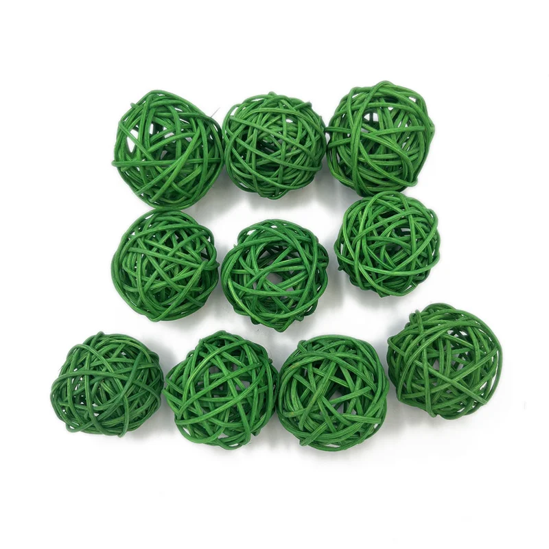 

100pcs 3cm Green Wicker Rattan Decorative Balls Centerpiece Bowls Fillers Balls for Spring Summer Craft, Wedding Party Christmas