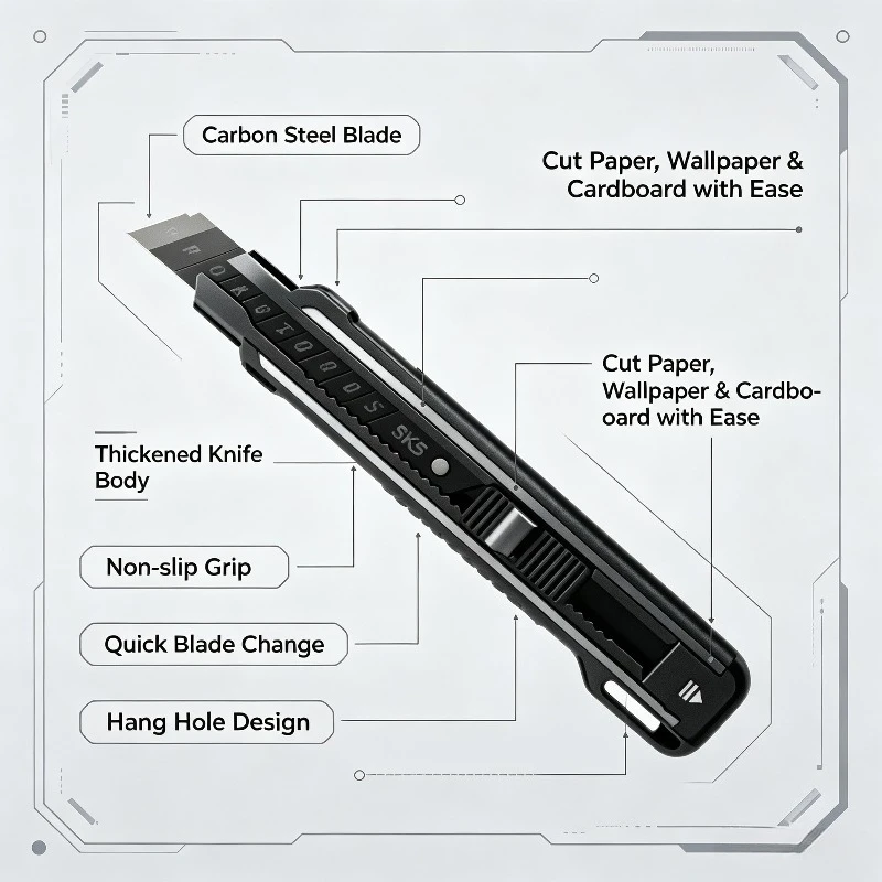 Baolian Utility Knife Multi-Functional Paper Cutter Durable Thickened Wallpaper Knife Carbon Steel Blades Office Gadgets