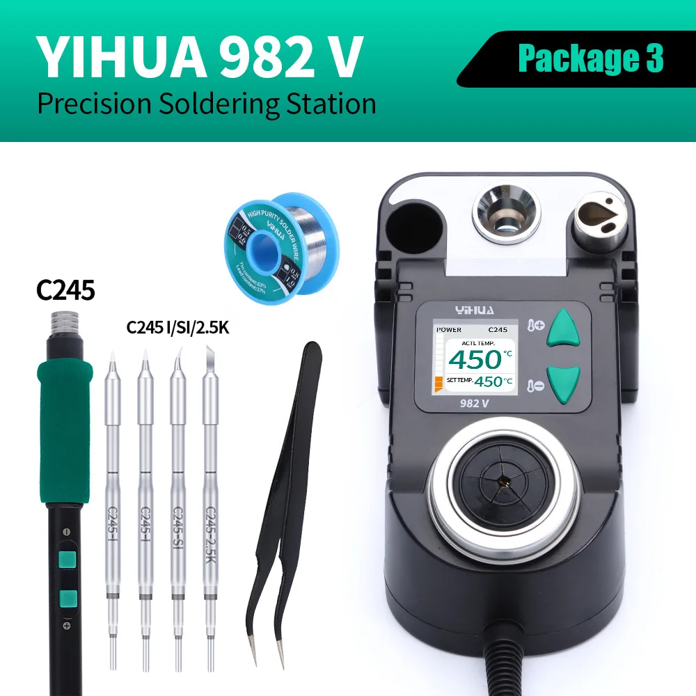 YIHUA 982-V Precision Solder Station with Fast Heating Micro Fine Tip C210 Soldering Iron Remote Control Handle