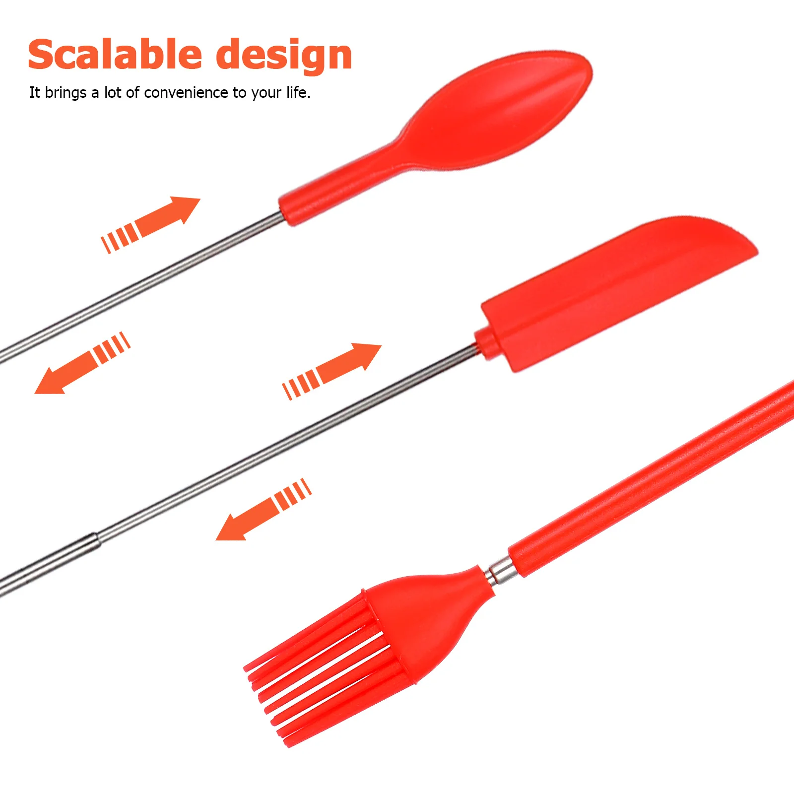 

9Pcs Silicone Telescopic Spatulas Spoons Brushes Retractable Hanging Holes Flexible Kitchen Cooking Spreading Tomato Sauce