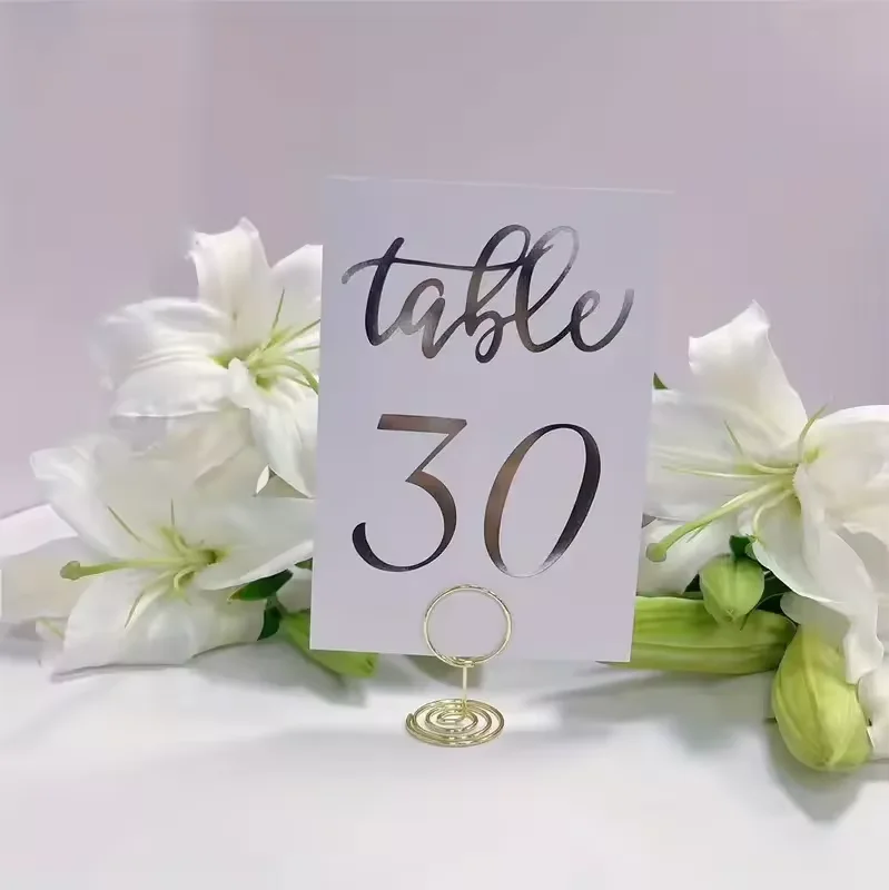 31pcs Number 1-30 Printed Gold Foil Wedding Double Sided Paper Stand Up Table Numbers 31pcs Sliver Foil Cards with Head Table