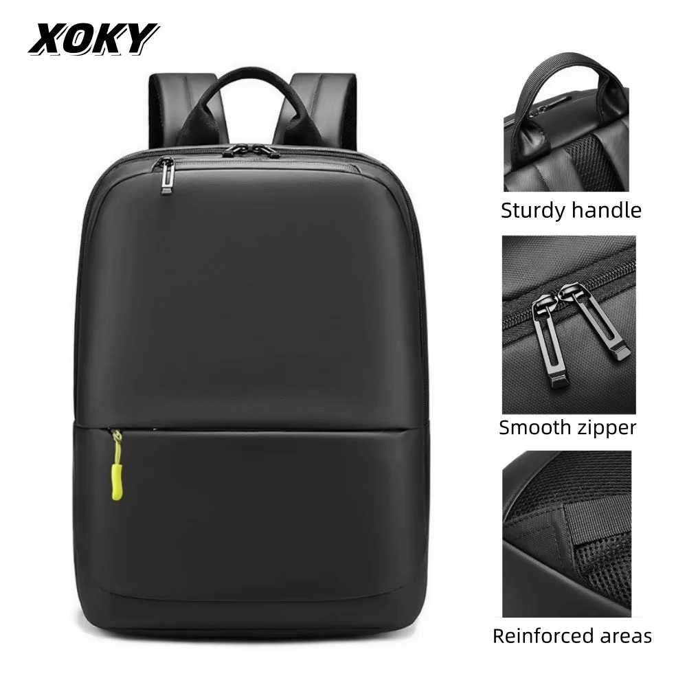 XOKY Business Backpack Laptop Backpack School Bag Large Capacity Fashion Travel Backpack Black Bag Korean Style Backpack 2316