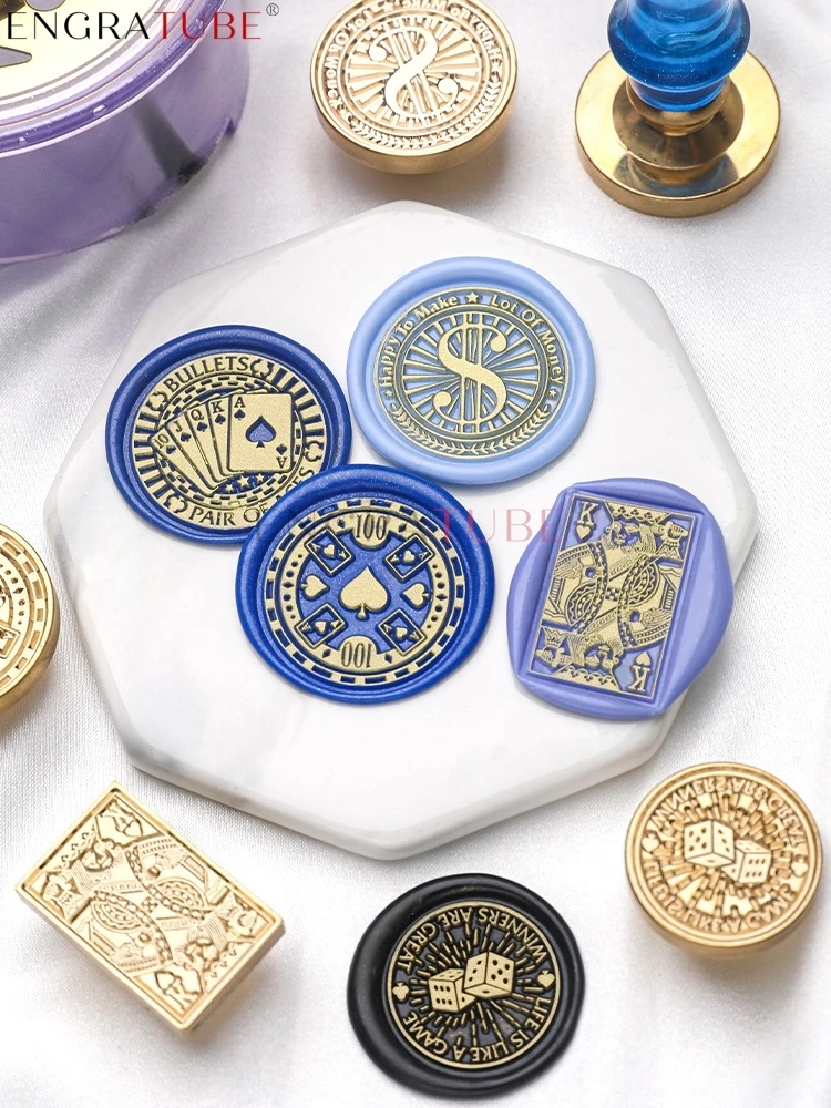 Chess Time Seal Wax Stamp Cardinal K Money Poker Ace OF Spades Dice Game DIY For Cards Envelopes Invitations Scrapbooking