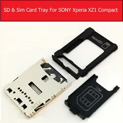 Single Daul Sim Card Tray For Sony Xperia XZ1 Compact G8441 SIM Card Tray +  Card   Socket Reader Slot Holder Replacement