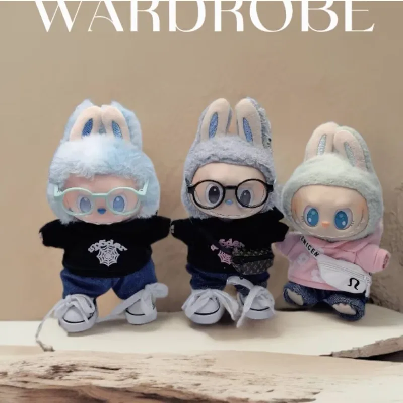 

Baby clothes only] One, two and three generations of pendants labubu clothes T-shirt jeans suit Labubwa clothes for
