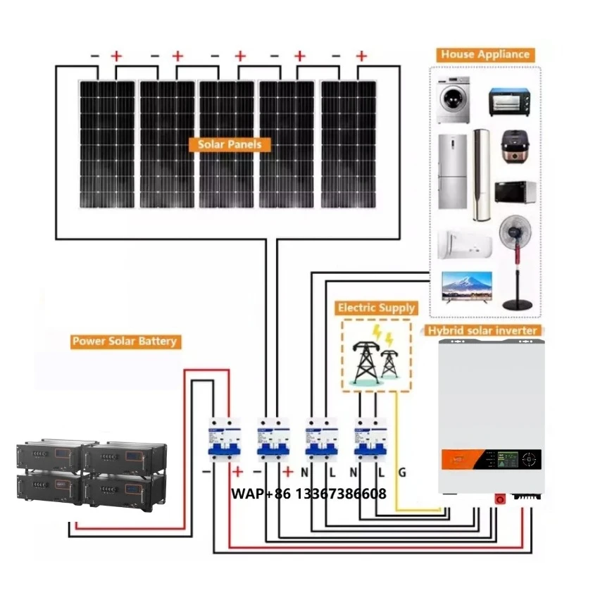 8 kw 10 kw 12kw 15kw نظام الطاقة الشمسية الهجين خارج الشبكة نظام الألواح الشمسية بطارية ليثيوم نظام تخزين الطاقة للمنزل #1