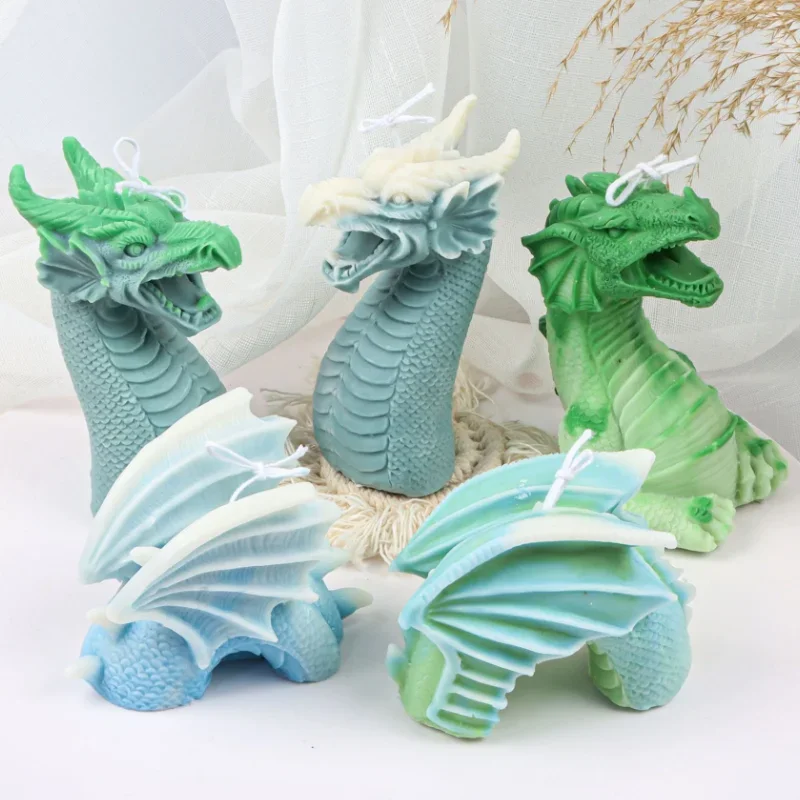 Chinese Dragon Silicone Candle Mold DIY Faucet Animal Tail Wings Candle Making Soap Resin Mold Gifts Home Decor Craft Supplies