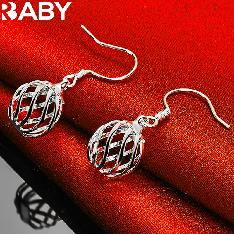 

URBABY 925 Sterling Silver Lantern Drop Earrings For Women Fine Jewelry Fashion Wedding Engagement Party Charm Accessories