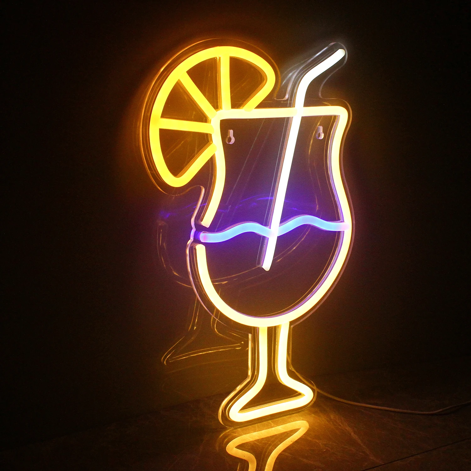 Clicks Cup Neon Sign LED Lights, Design créatif, Glow Party Decoration, Bar Festival, Pub Art Wall Face Logo Night Light Lamp