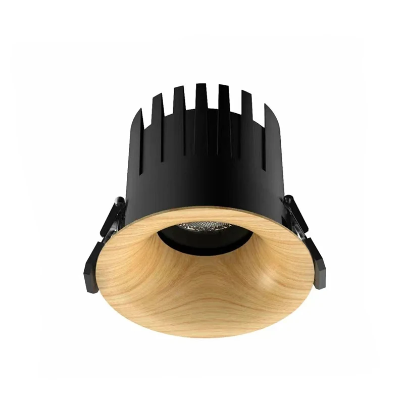 Wood Grain Retro Style Dimmable LED COB Downlight Recessed Ceiling Lamp 12W/15W Round Light For Hotel Family Living Room