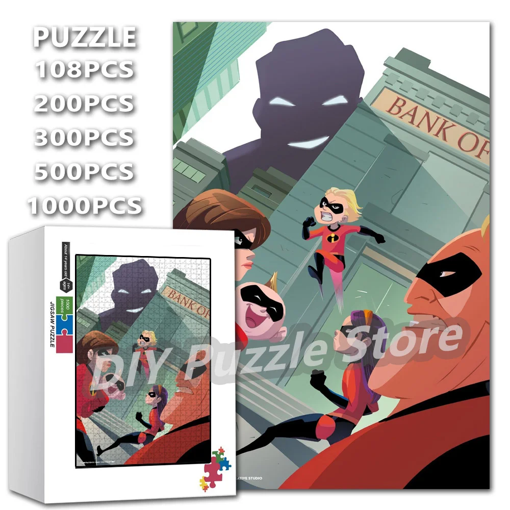 

The Incredibles-2 Movie Anime Characters Jigsaw Puzzles Cartoon Intelligence Puzzle Stress Relief Toys Birthday Gifts with Boxs