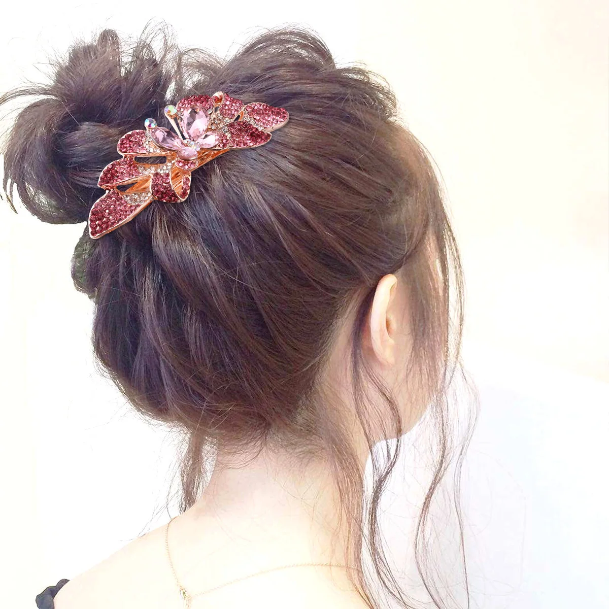 

Розовые заколки с бантом, весенние заколки для волос, заколки для волос, размер L, элегантный головной убор, женские повседневные аксессуары для вечеринок