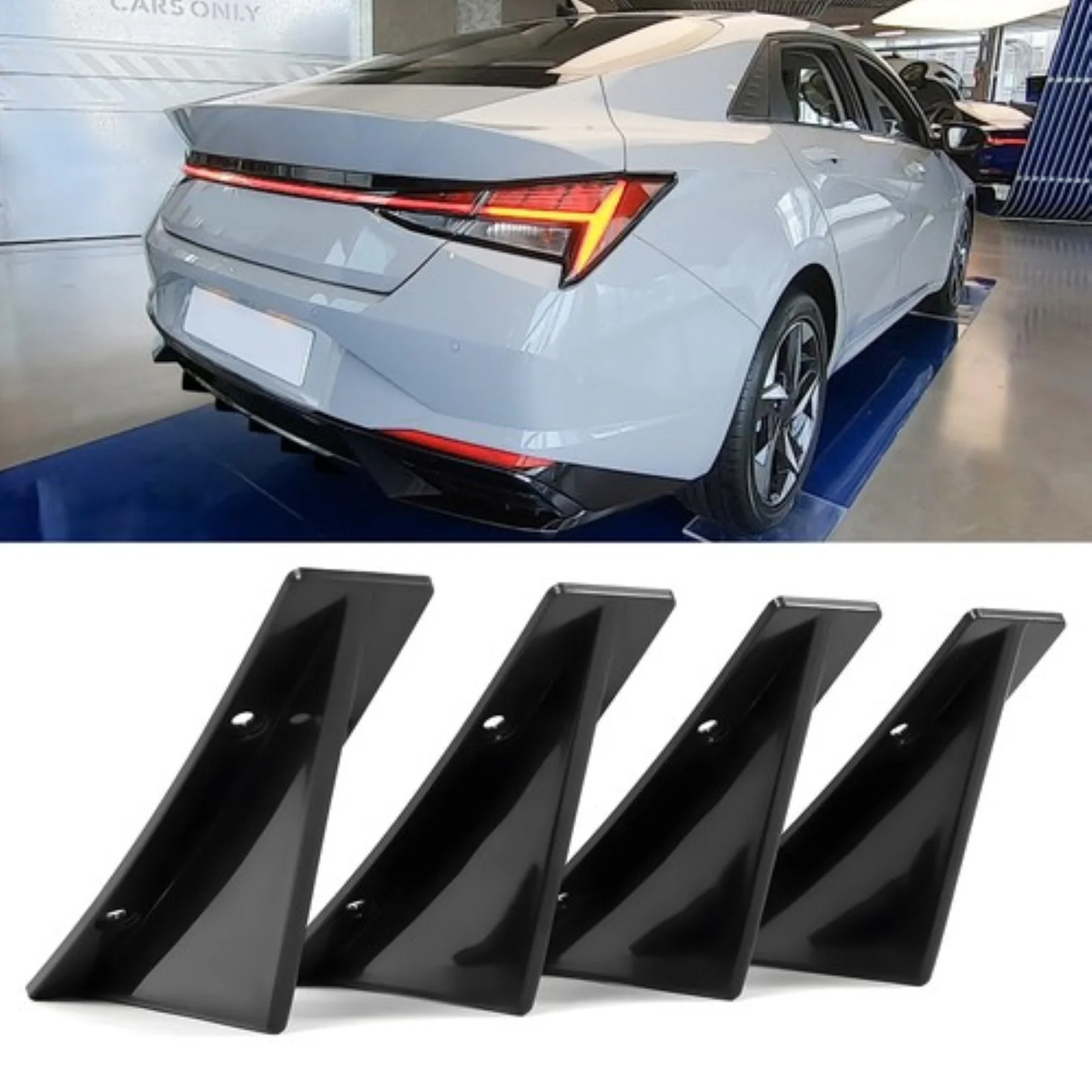 

Черный задний бампер, диффузор, спойлер с плавником акулы, разделитель губ для Hyundai Elantra *4