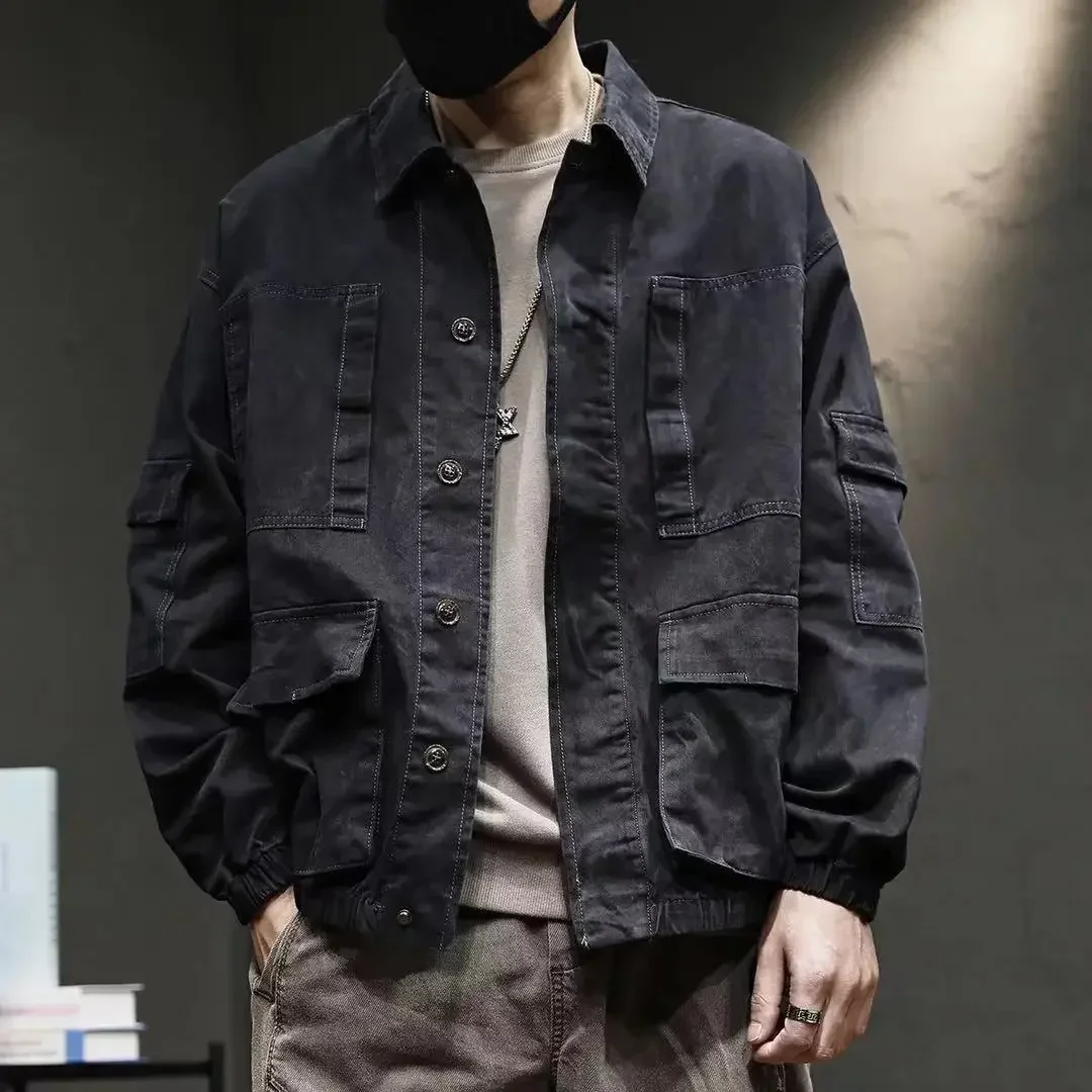 Veste en jean vintage pour hommes, vêtements populaires coréens, artisanat d'hiver, faible coût, Y2K, nouveau