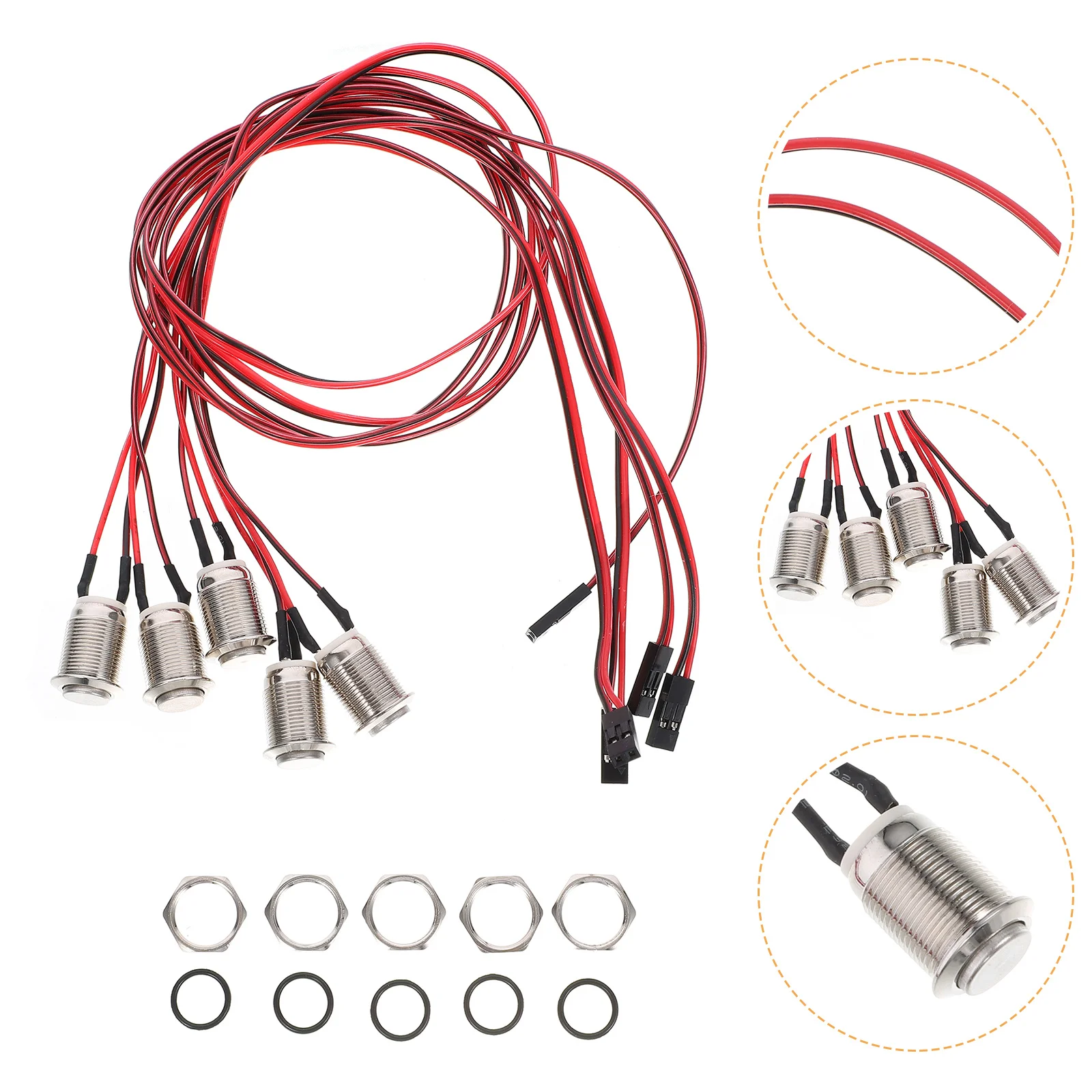 

5Pcs Waterproof Momentary Push Button Switch Stainless Steel Rubber Car Marine Medical Equipment Reset Horn Kill Circuit