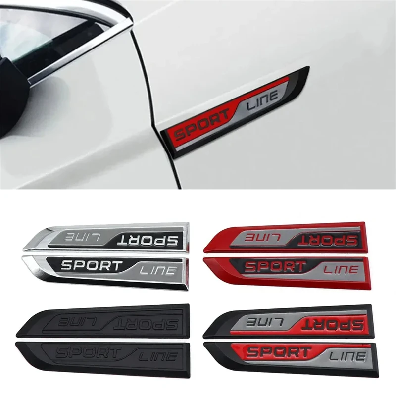 

2PCS Metal Car Styling Sport Line Sticker Badge Car Body Side Emblem For Skoda Octavia Rapid Kodiaq Karoq Fabia Kamiq Superb