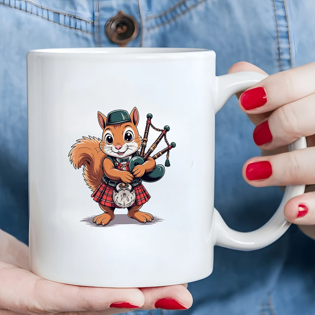 

11oz Scottish Bagpipe Squirrel Cartoon Cup Kids Drink Cup Christmas Gift Family Office Cup