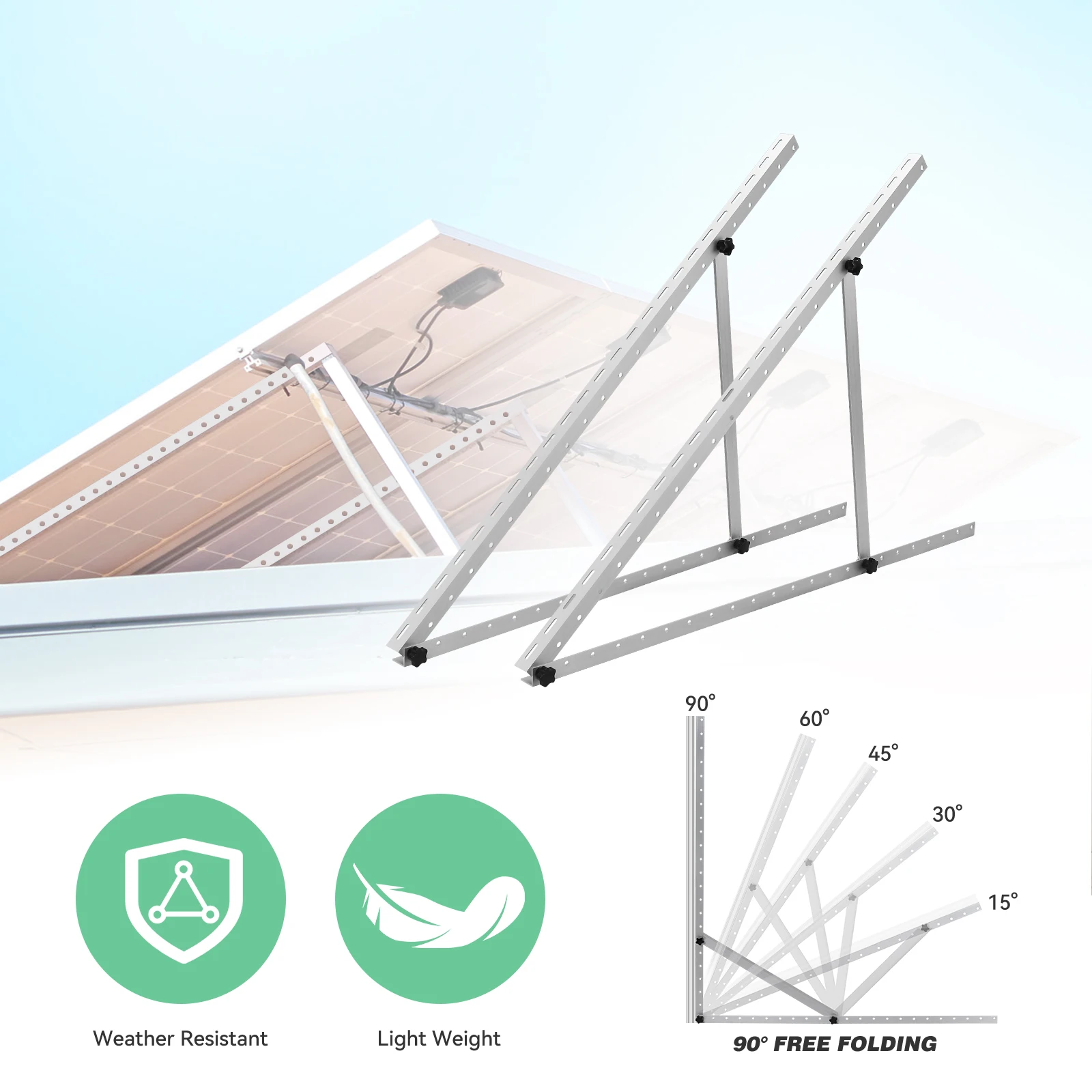 Rvpozwer 45/47 Zoll Verstellbare Solarmodul-Neigungshalterungen mit klappbaren Neigungsbeinen für Dachmontage an netzunabhängigen Wohnmobilen und Booten