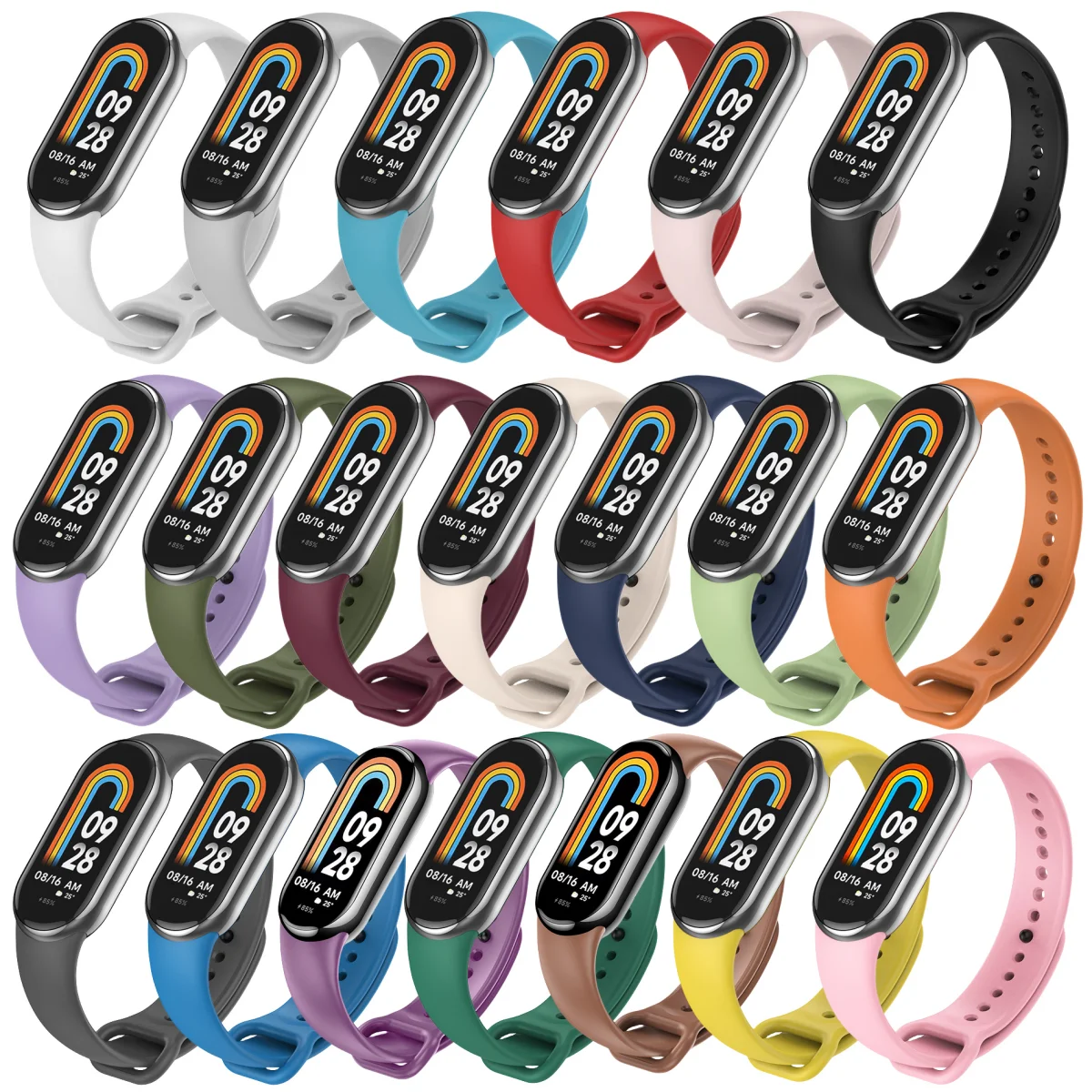 20 Pcs/Pack Silicone Wristband for Xiaomi Mi Band 8 9 10 11 Strap Comfortable Soft Silicone Fitness Tracker Replacement Band