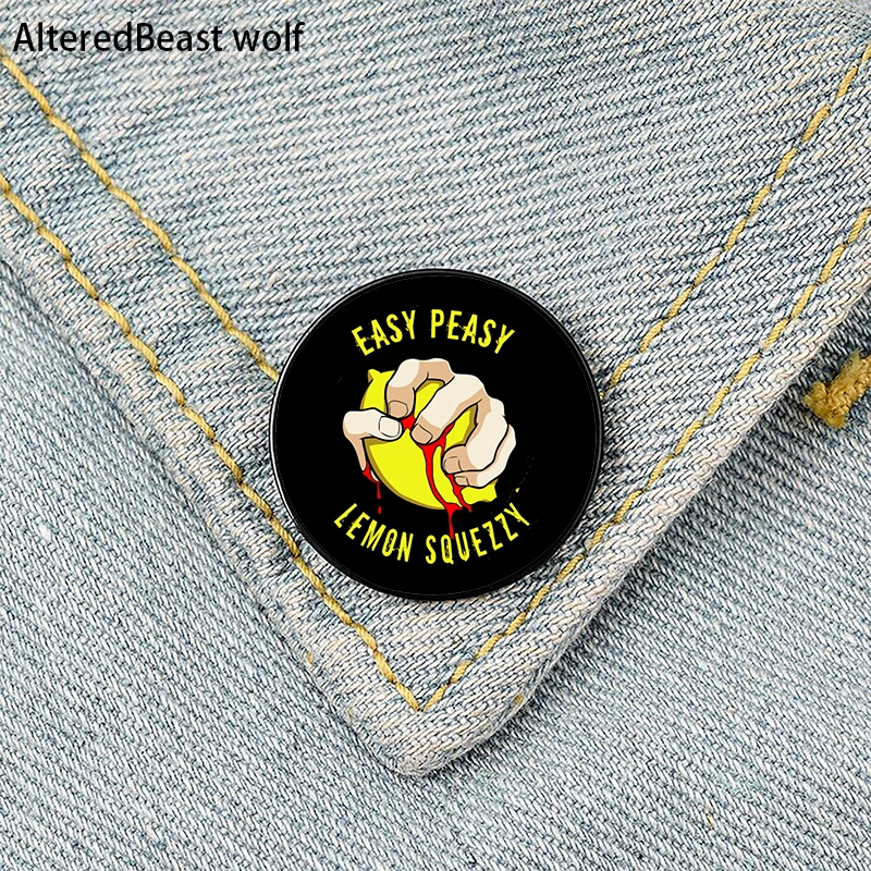 Squeeze lemon Easy Peasy Pin Custom Funny Brooches Shirt Lapel Bag Cute Badge Cartoon Cute Jewelry Gift for Lover Girl Friends