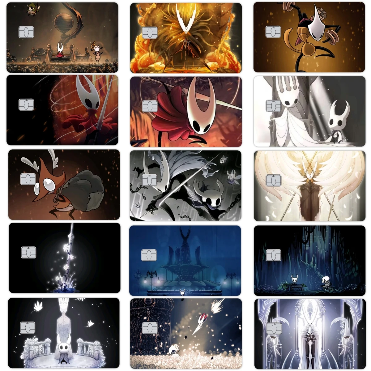 

1 шт. Y2K Аниме-стиль Hollow Knight: глянцевые лазерные пленочные наклейки с принтом для банковских, проездных, кредитных и дебетовых карт, а также игрушек
