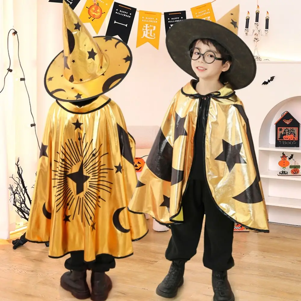 

Wizard Childern Halloween Costumes Bright Color Pointy Hat Kids Witches Robes Costume Cosplay Props Cloak Halloween Cosplay Cape