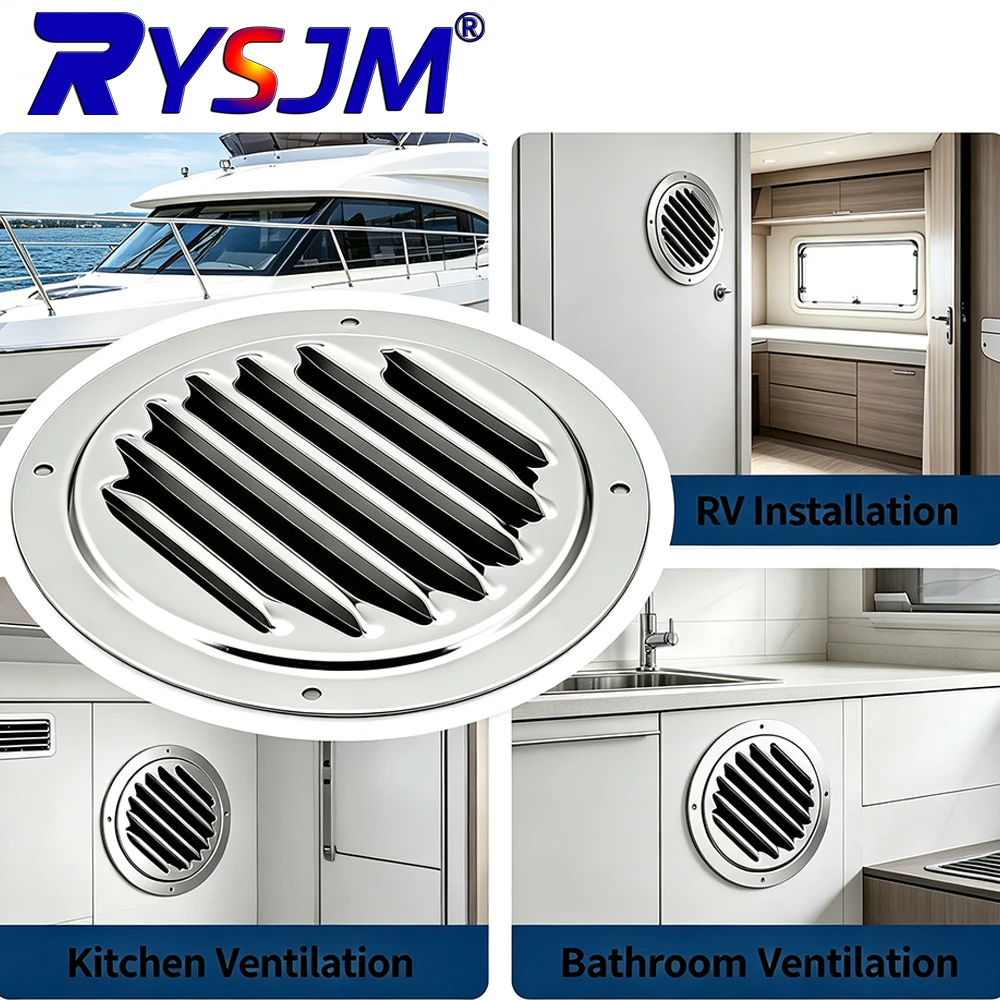 2 PCS 316 Stainless Steel Round Louvered Vent Cover Marine Air Vent Mirror Polished Corrosion Resistant Yacht Boat RV Vent
