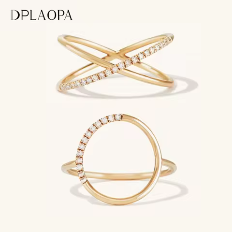 DPLAOPA New 925 Sterling Silver O X Ring Zircon CZ Circle Round Cross Line Size Rings New 2021 Women Wedding Party Jewelry