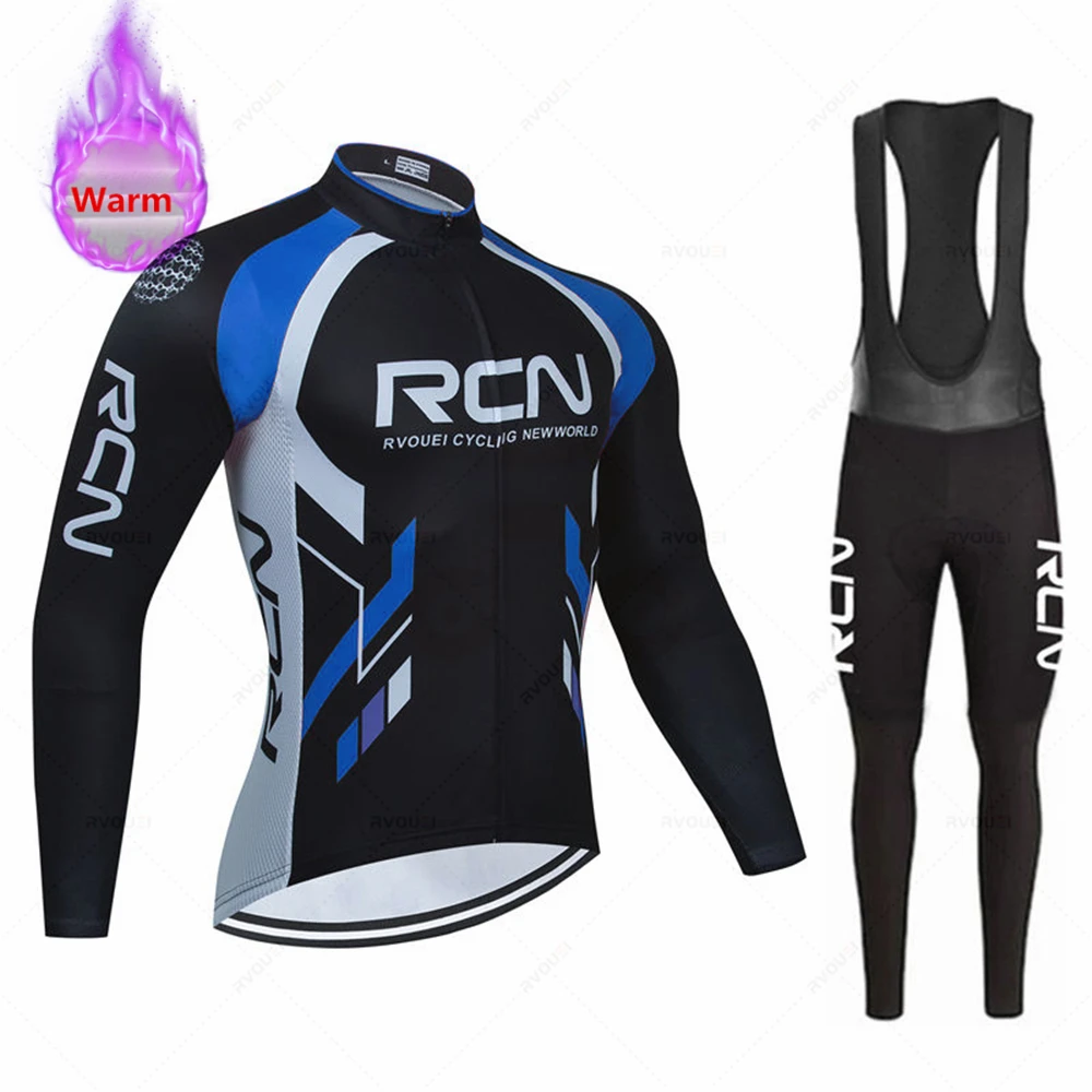 Rcn Winter Warm Thermal Fleece Set Cycling Clothes Men\'s Bicycle Jersey Sport Riding MTB Bike Clothing Maillot Ciclismo Hombre