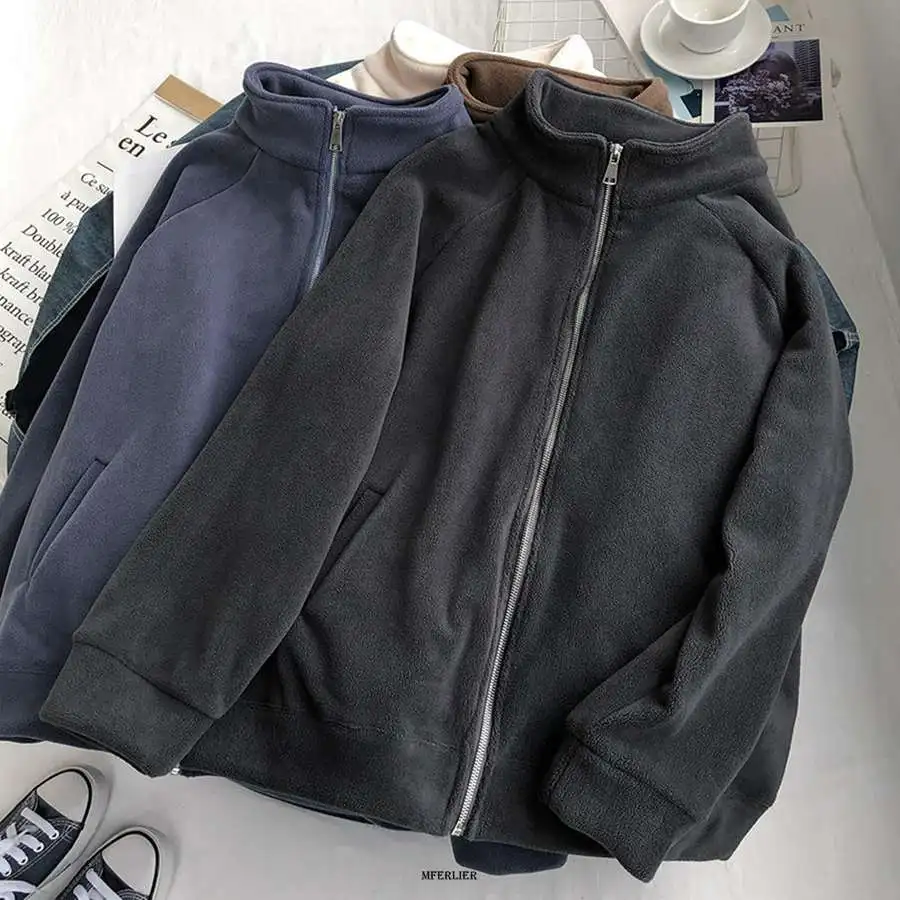 Oversized 150KG Women Casual Zipper Jacket Winter Fleece Hoodies Harajuku Sweatshirt Solid Color Streetwear Warm Coat Korean