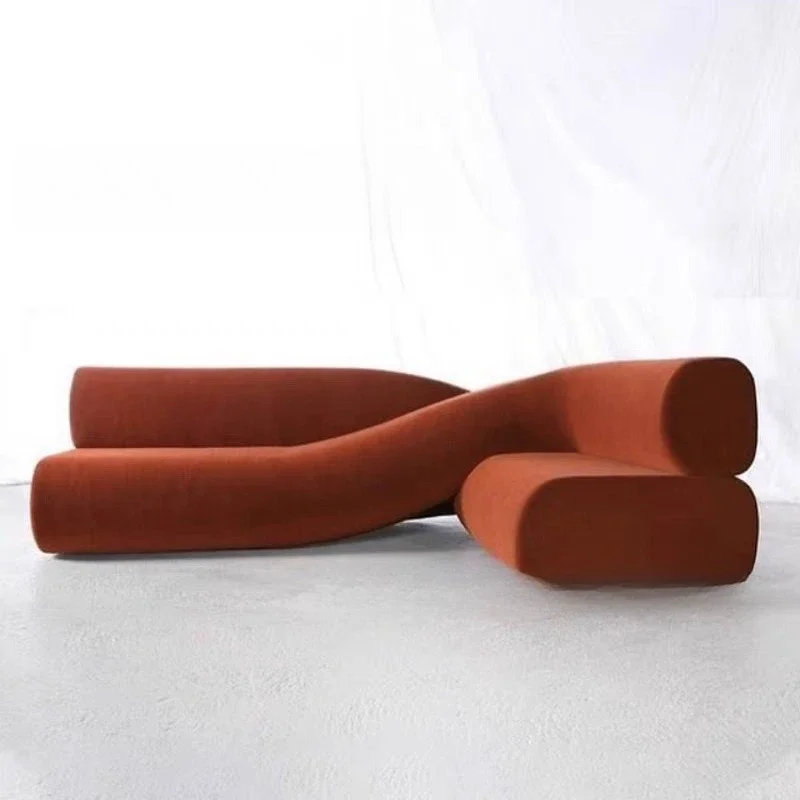 

Corner long irregular twist clothing store sofa against the wall