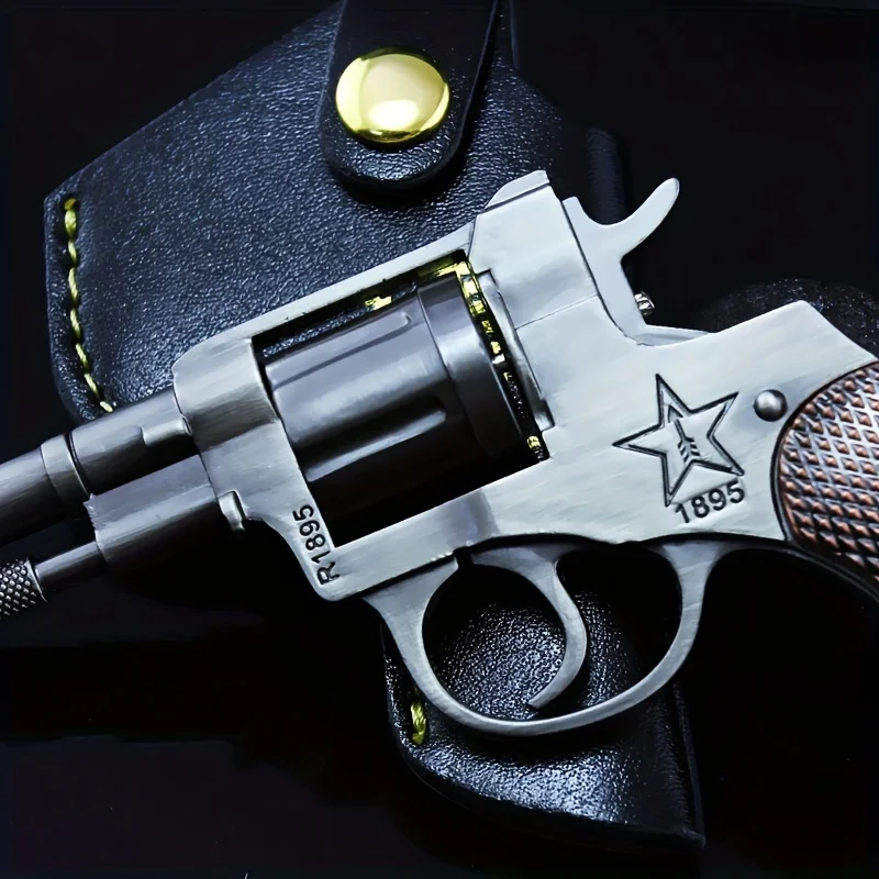 Revolver Gun Model Keychain Zinc Alloy Game Peripheral Collectible Toy Replica Miniature Pistol Charm