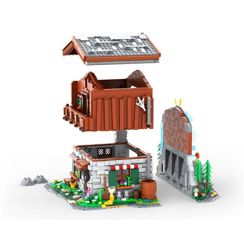 2684PCS MOC modular town house building alpine cabin model DIY assembly building block toys children's birthday gift