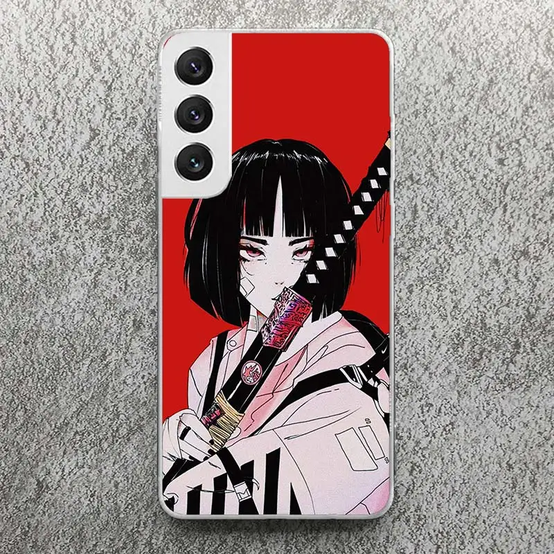 Japanischer Stil Anime Girl Print Soft Case für Samsung Galaxy S25 S24 S23 S22 Ultra S21 Plus S20 FE Handyhülle S10 + Muster Cov