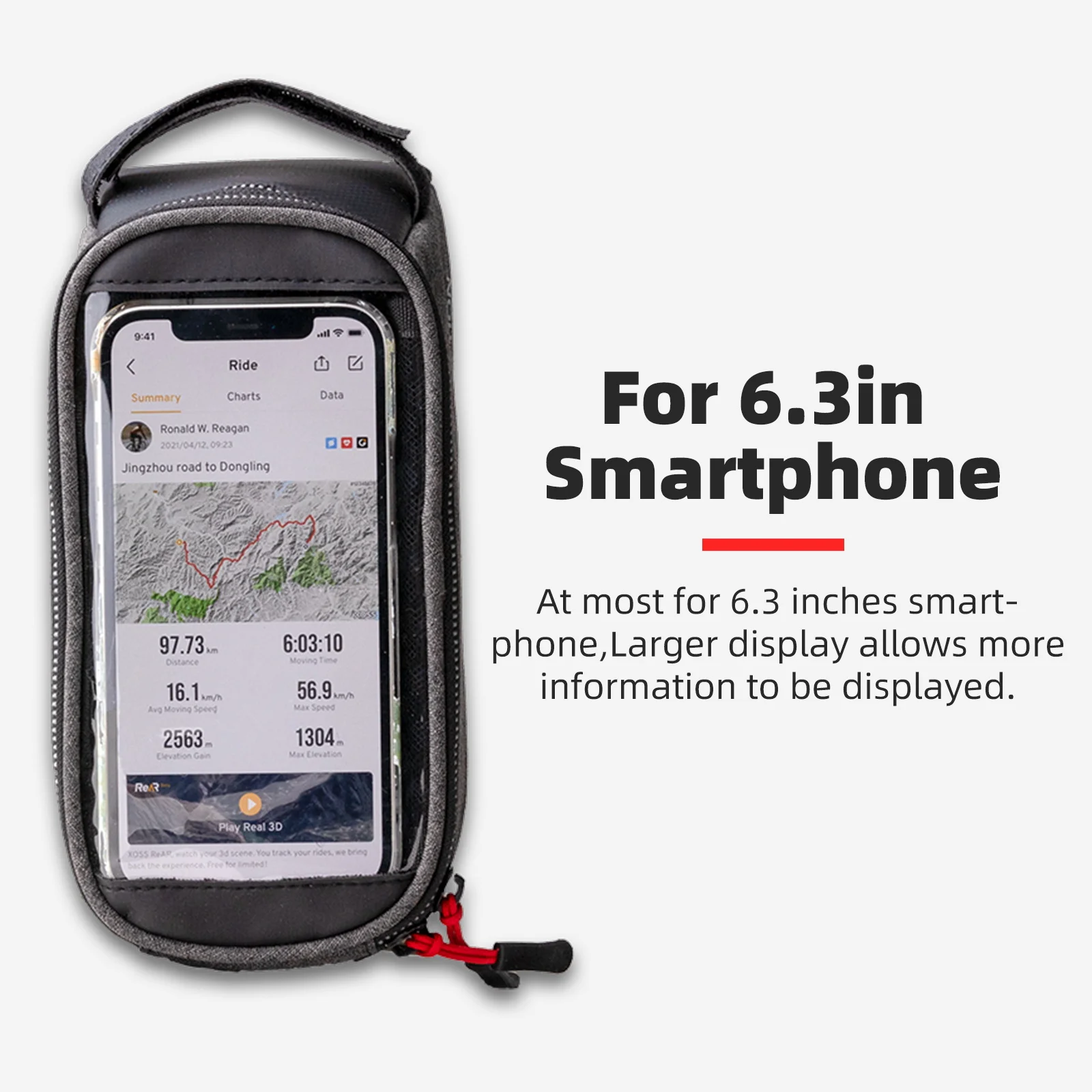 Regenfeste Fahrradtasche Rahmen vorne Oberrohr Fahrradtasche 6,3 Zoll Handyhülle Touchscreen Tasche MTB Pack Fahrradzubehör