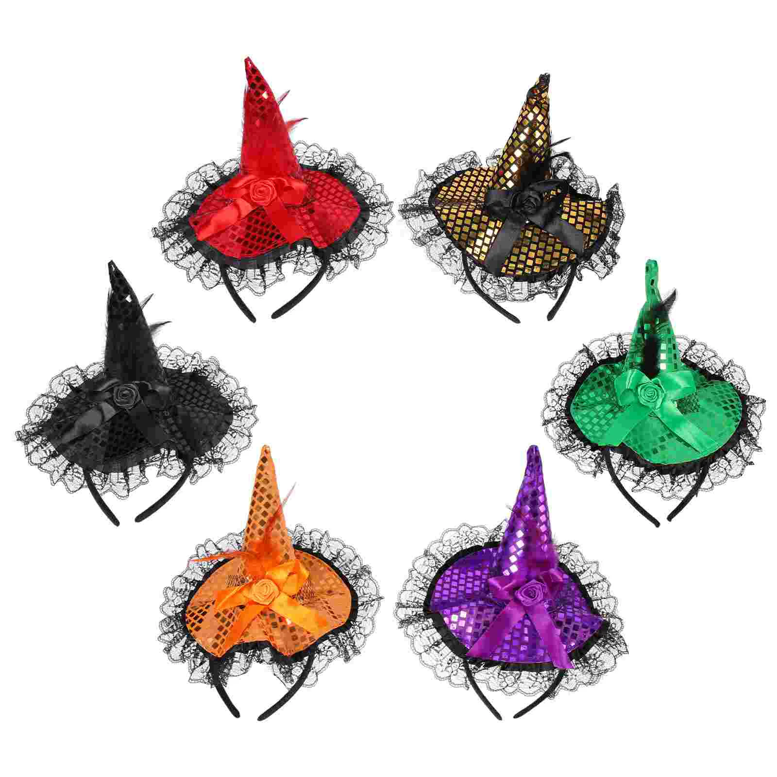 

6 Pcs Witch Hat Headband Hair Ornament Clothing Halloween Headbands Party Headwear Women's