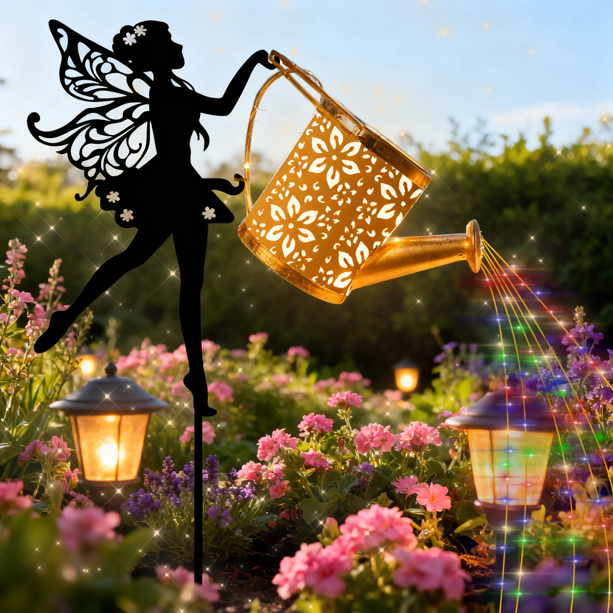 1 قطعة أضواء الجنية الشمسية في الهواء الطلق الزخرفية حديقة فناء الديكور كفاءة في استخدام الطاقة أضواء الجنية تعمل بالطاقة الشمسية