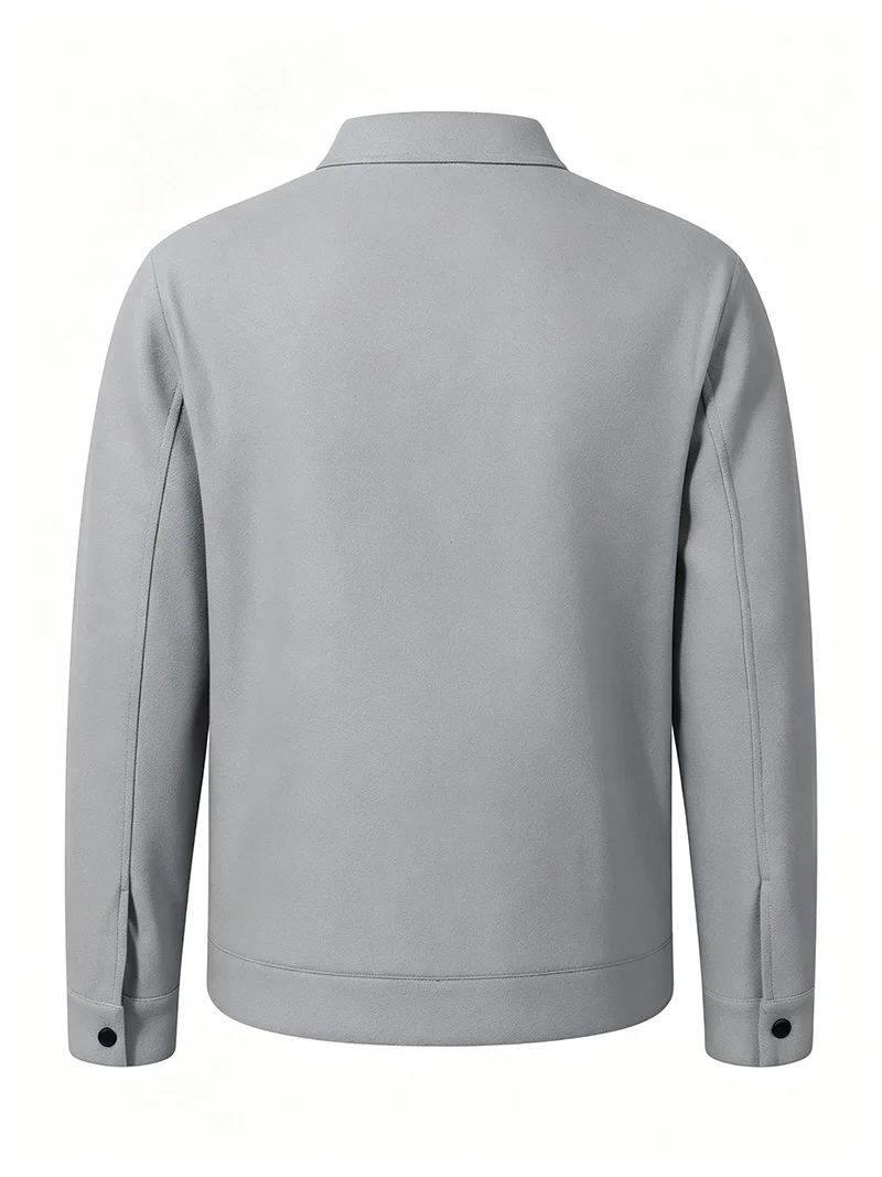 Herren Kurzarm-Hemdjacke mit Bürstenfutter, Langarm, Druckknöpfe, Lockerer Schnitt, Weich, Warm, Lässige Oberbekleidung für den Alltag, Herbst und Winter – Detail 7