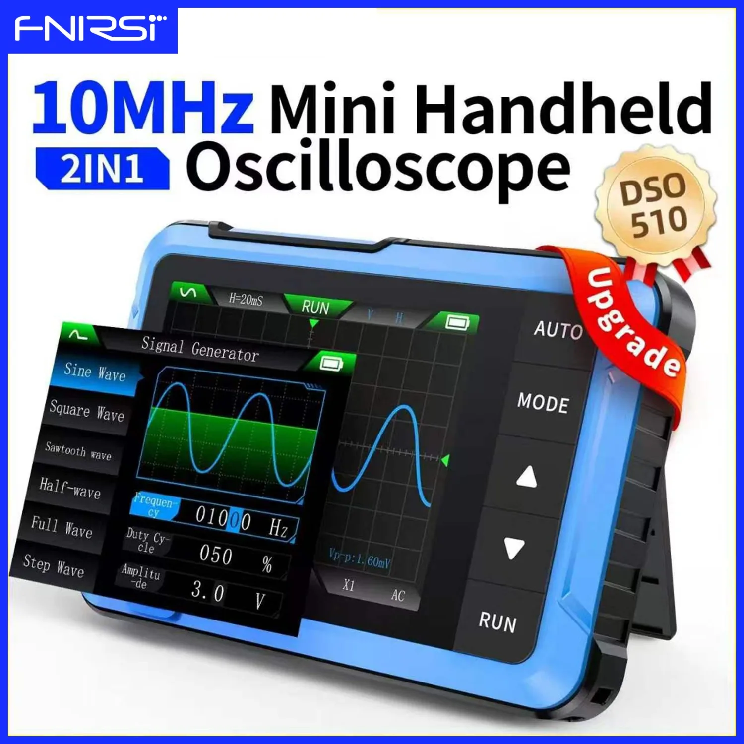 FNIRSI Upgrade DSO510 DSO153 DSO152 Oscilloscop Signal Generator 2 in 1 for Electronic DIY Automotive Repair Tools Mini Portable