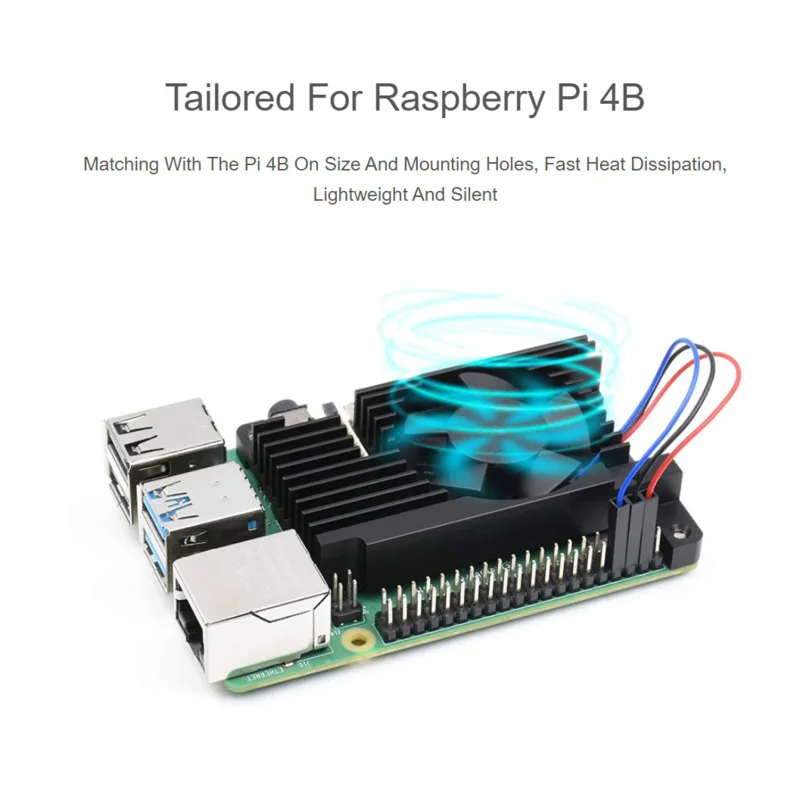 Ventilateur de refroidissement en alliage d'aluminium tout-en-un dédié pour Raspberry Pi 4B, réglage de la vitesse PWM, meilleur refroidissement, faible bruit, gain de place