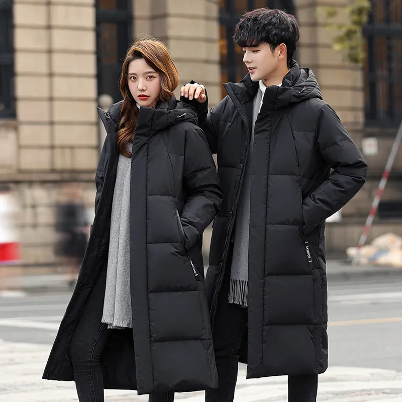 Purple Men and Women Quilted Winter Coat 2023 New Men\'s Thick（Winter)  X-Long Warm Hooded Lovers Down Jackets Brand Clothing