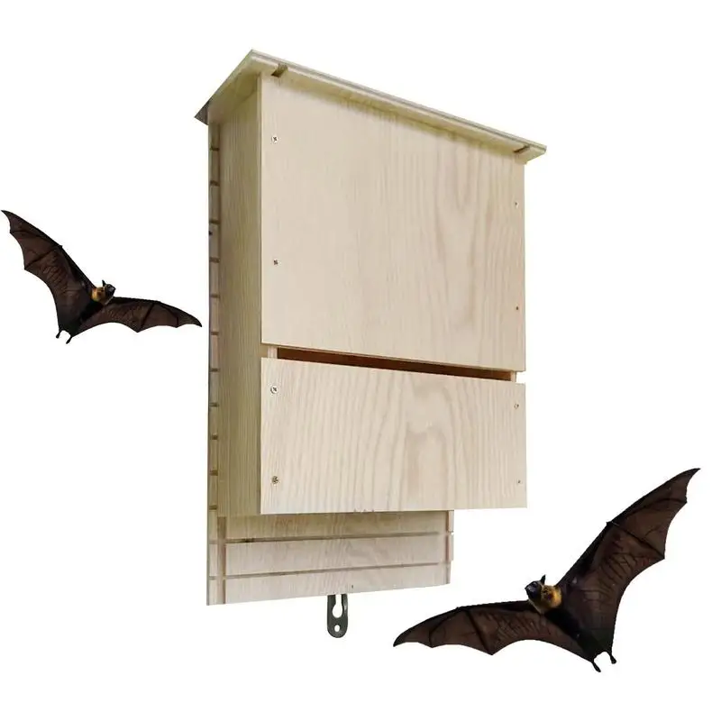 Outdoor Shelter For Bat Wooden Bat Shelter Outside Bat Habitat House Wooden Decor Wooden Bat Box Shelter & Nest For Hibernation