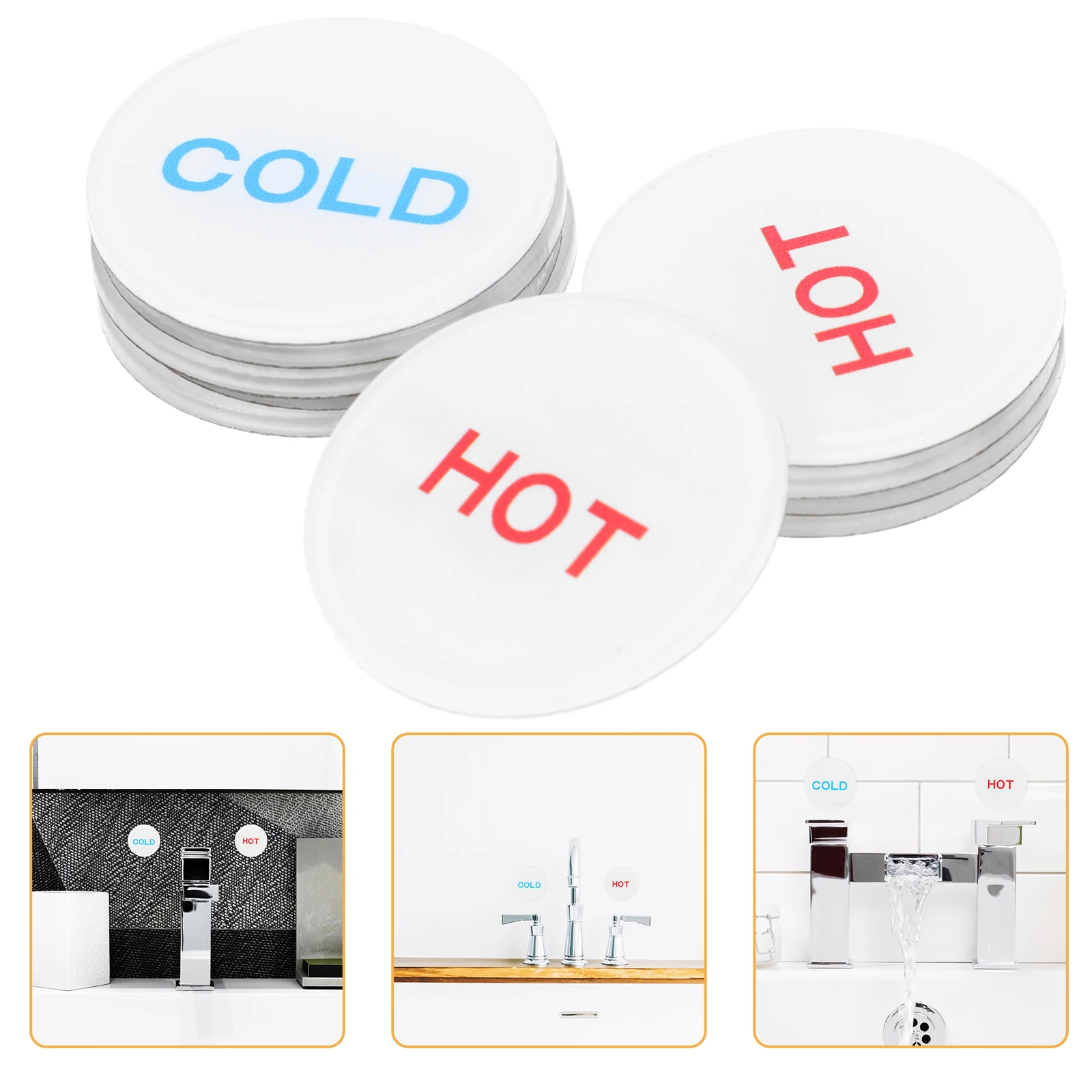 

10pcs Acrylic Faucet Sign Stickers Hot Cold Water Signs Bathroom Decor Indicator Labels for Hotel Use Durability