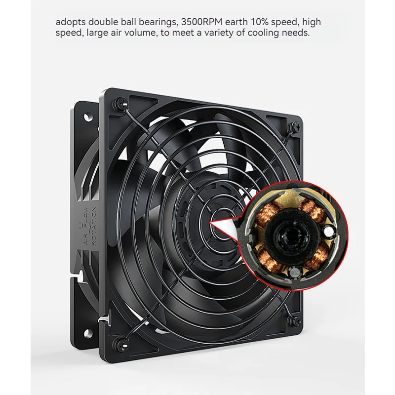 TEUCER High Speed Case Fan 120mm 4pin 3000RPM Cooling Fans For BTC Mining Miner Chassis Fan Dual Ball Bearing With Metal Grille