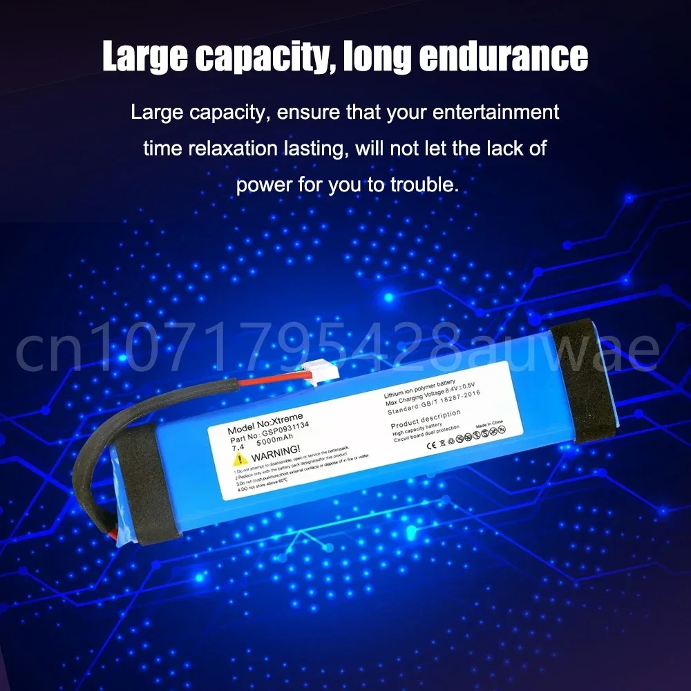 GSP0931134 7.4V 5000mAh Rechargeable Li-Ion Battery for JBL XTREME Xtreme 1 Xtreme1 Wireless Bluetooth Speaker Replacement Cell