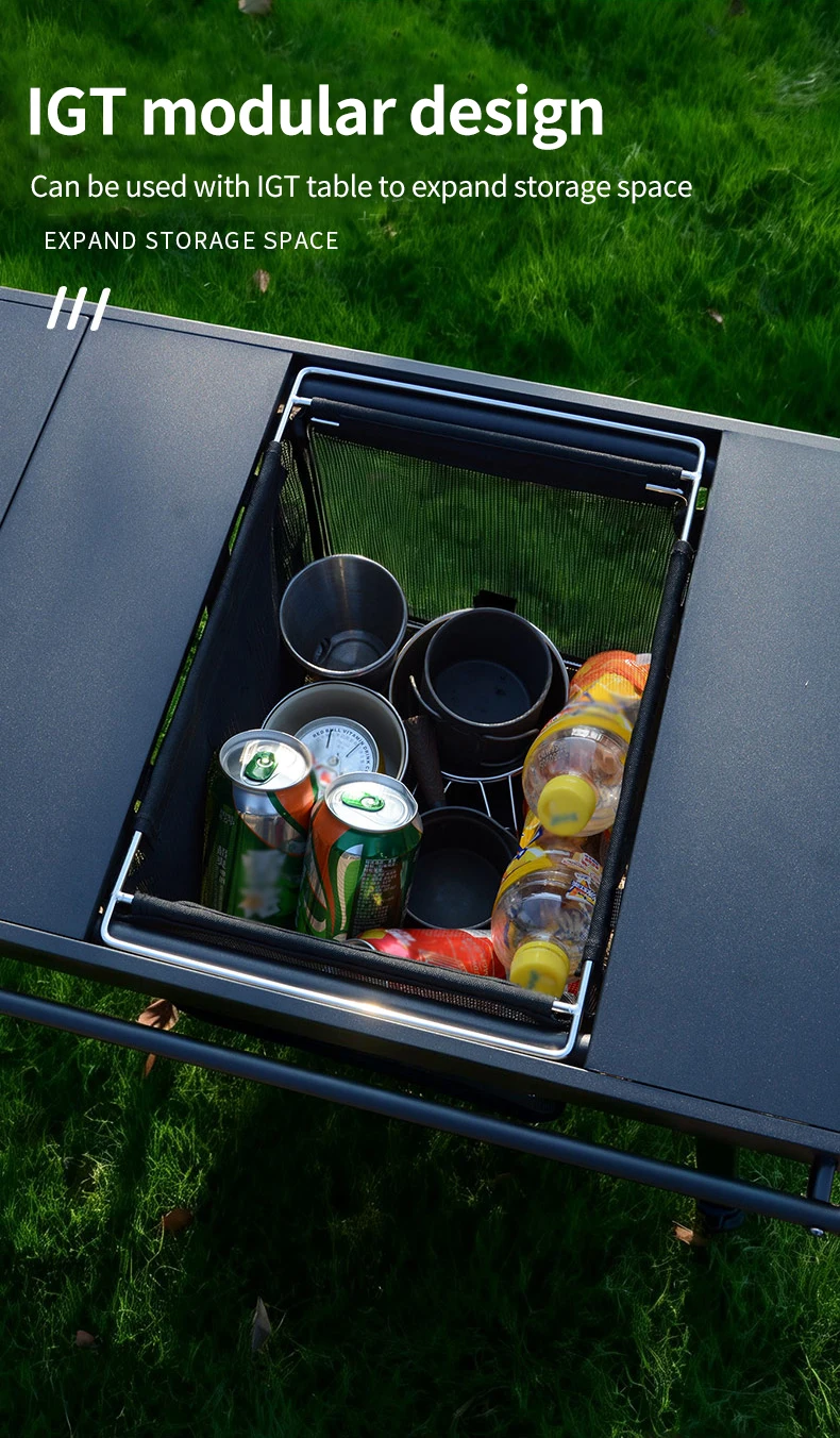 IGT Einheits-Netz-Wasserfilterkorb, Outdoor-Camping-Aufbewahrungskorb in Schwarz, Aufbewahrungstasche für Schüsseln und Tassen, langlebig und tragbar – Detail 1