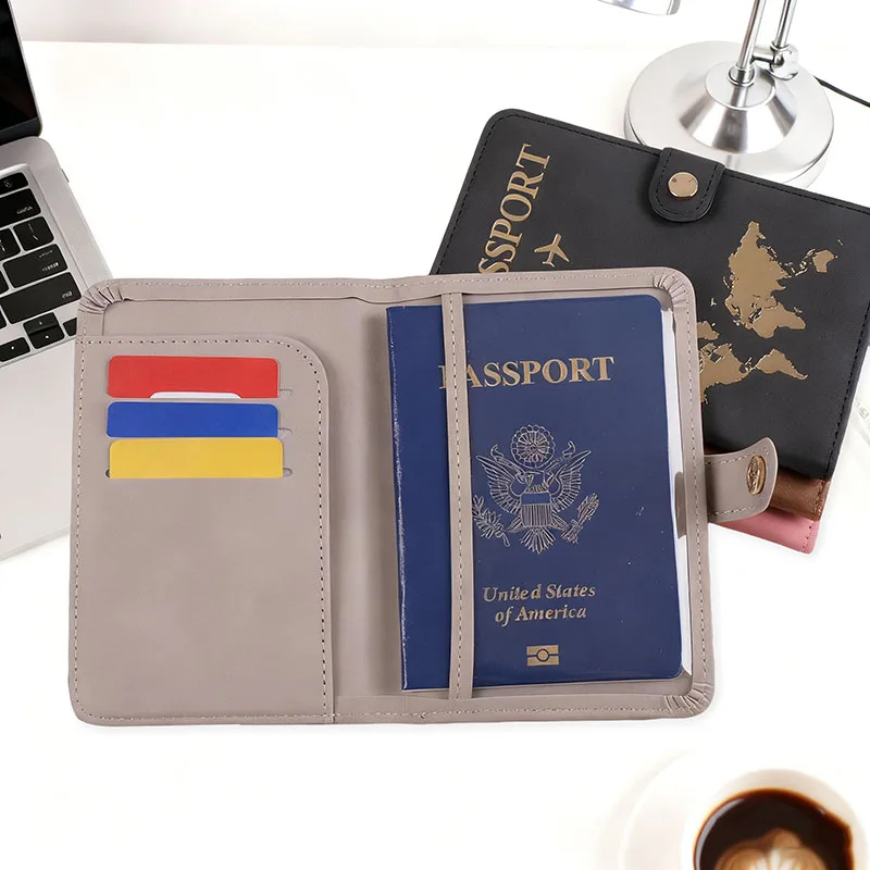 Lover The World Map Passport Cover Hot Stamping Simple Plane Women Men Travel Passport Case Holder Fashion Wedding Gift