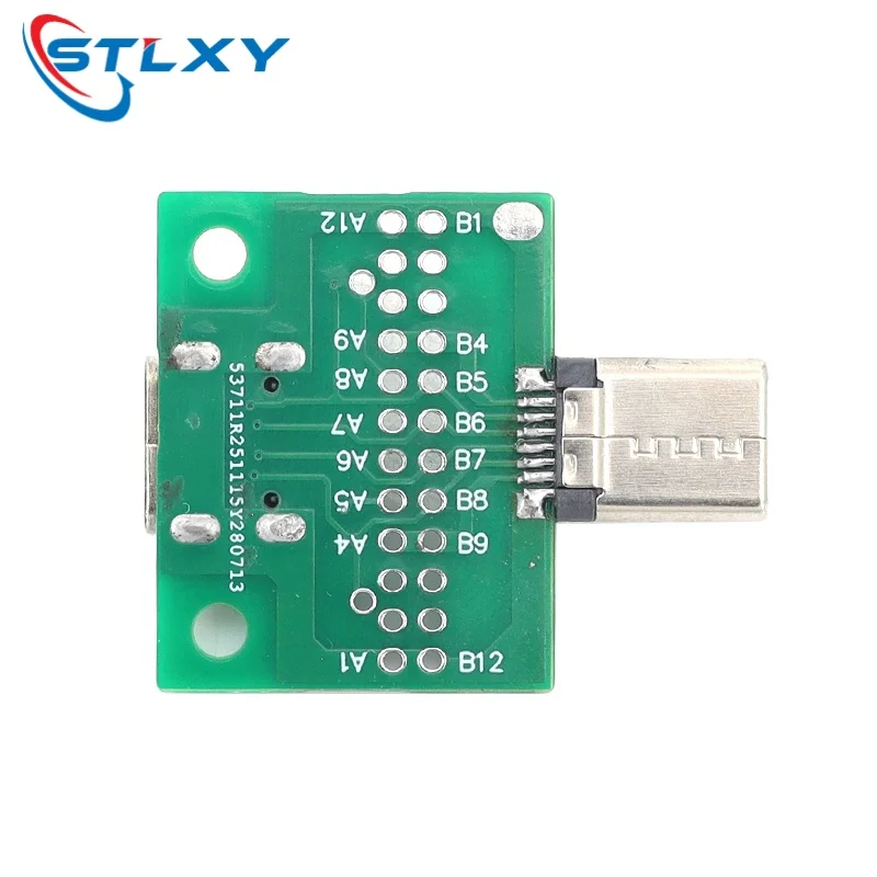 Stlxy 1Pcs TYPE-C Male To Female Test Board USB2.0 Male Female Adapter Board 16P Earphone Cable Extension With Solder Pads