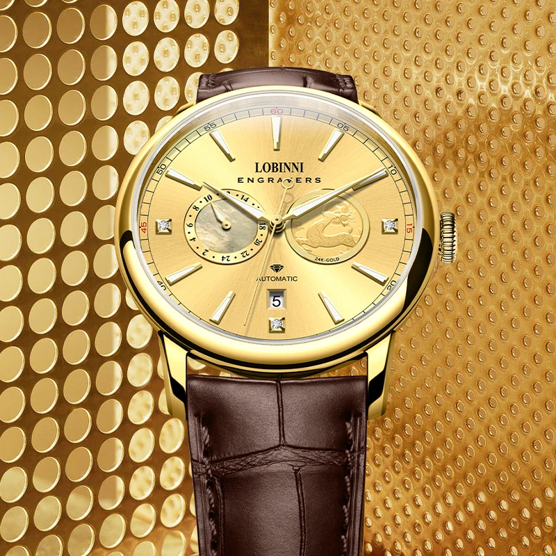 LOBINNI Elegant Style Automatic Watch for Man Waterproof Mens Gift Mechanical Wrist Watch Men